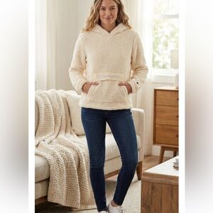 Champion Cream Sherpa Fleece Hoodie Pullover - Women’s Size Small